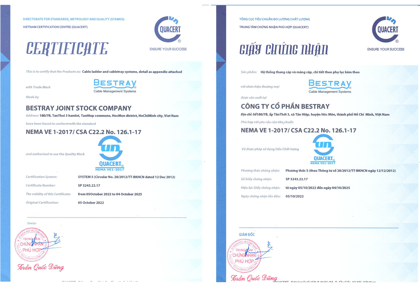 Tiêu Chuẩn Hệ Thống Khung Cáp Kim Loại (CSA C22.2 No 126.1 NEMA VE1-2017)